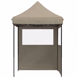 vidaXL Professional Folding Party Tent Outdoor Canopy Garden Pavilion Steel - taupe, with 2 sidewalls