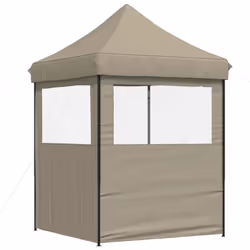 vidaXL Professional Folding Party Tent Outdoor Canopy Garden Pavilion Steel - taupe, with 2 sidewalls - Additional view 4