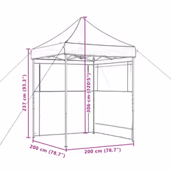 vidaXL Professional Folding Party Tent Outdoor Canopy Garden Pavilion Steel - taupe, with 2 sidewalls - Additional view 8