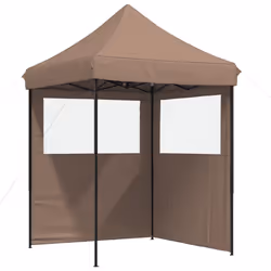 vidaXL Professional Folding Party Tent Outdoor Canopy Garden Pavilion Steel - brown, with 2 sidewalls