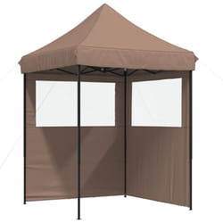 vidaXL Professional Folding Party Tent Outdoor Canopy Garden Pavilion Steel - brown, with 2 sidewalls