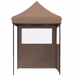vidaXL Professional Folding Party Tent Outdoor Canopy Garden Pavilion Steel - brown, with 2 sidewalls