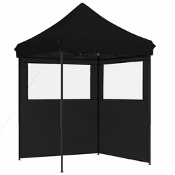 vidaXL Professional Folding Party Tent Outdoor Canopy Garden Pavilion Steel - black, with 2 sidewalls