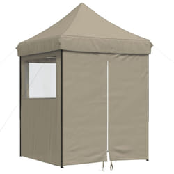 vidaXL Professional Folding Party Tent Outdoor Canopy Garden Pavilion Steel - taupe, with 4 sidewalls