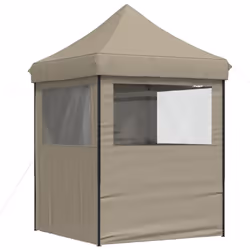 vidaXL Professional Folding Party Tent Outdoor Canopy Garden Pavilion Steel - taupe, with 4 sidewalls - Additional view 4