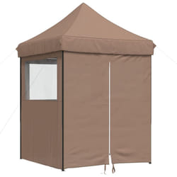 vidaXL Professional Folding Party Tent Outdoor Canopy Garden Pavilion Steel - brown, with 4 sidewalls