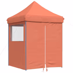 vidaXL Professional Folding Party Tent Outdoor Canopy Garden Pavilion Steel - terracotta, with 4 sidewalls