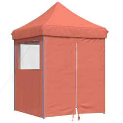 vidaXL Professional Folding Party Tent Outdoor Canopy Garden Pavilion Steel - terracotta, with 4 sidewalls