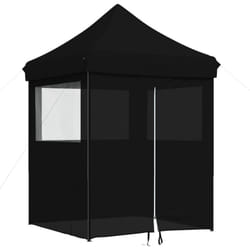 vidaXL Professional Folding Party Tent Outdoor Canopy Garden Pavilion Steel - black, with 4 sidewalls