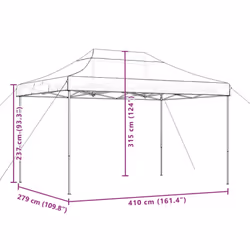 vidaXL Foldable Party Tent Pop-Up with 4 Sidewalls Patio Gazebo Canopy Shelter - taupe, without sidewall