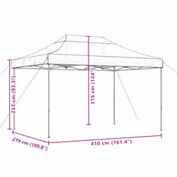 vidaXL Foldable Party Tent Pop-Up with 4 Sidewalls Patio Gazebo Canopy Shelter - brown, without sidewall - Additional view 8