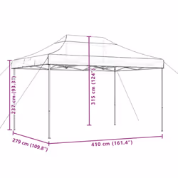 vidaXL Foldable Party Tent Pop-Up with 4 Sidewalls Patio Gazebo Canopy Shelter - black, without sidewall - Additional view 3
