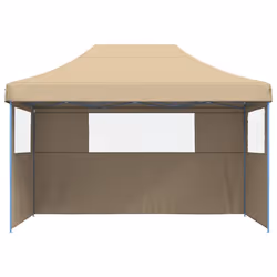 vidaXL Foldable Party Tent Pop-Up with 4 Sidewalls Patio Gazebo Canopy Shelter - beige, with 3 sidewalls