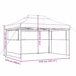 vidaXL Foldable Party Tent Pop-Up with 4 Sidewalls Patio Gazebo Canopy Shelter - beige, with 3 sidewalls