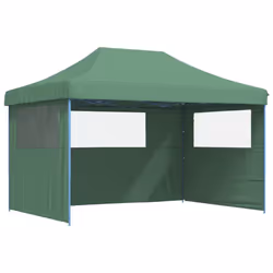 vidaXL Foldable Party Tent Pop-Up with 4 Sidewalls Patio Gazebo Canopy Shelter - green, with 3 sidewalls