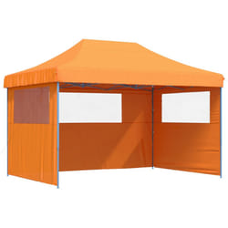vidaXL Foldable Party Tent Pop-Up with 4 Sidewalls Patio Gazebo Canopy Shelter - orange, with 3 sidewalls