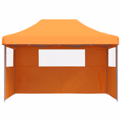 vidaXL Foldable Party Tent Pop-Up with 4 Sidewalls Patio Gazebo Canopy Shelter - orange, with 3 sidewalls