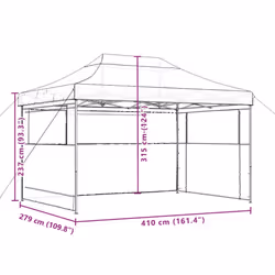 vidaXL Foldable Party Tent Pop-Up with 4 Sidewalls Patio Gazebo Canopy Shelter - orange, with 3 sidewalls