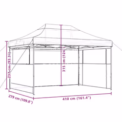 vidaXL Foldable Party Tent Pop-Up with 4 Sidewalls Patio Gazebo Canopy Shelter - taupe, with 3 sidewalls