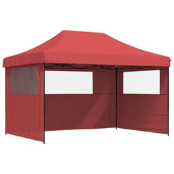 vidaXL Foldable Party Tent Pop-Up with 4 Sidewalls Patio Gazebo Canopy Shelter - burgundy, with 3 sidewalls