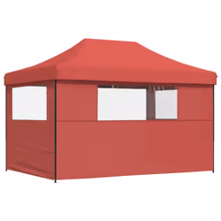 vidaXL Foldable Party Tent Pop-Up with 4 Sidewalls Patio Gazebo Canopy Shelter - burgundy, with 3 sidewalls - Additional view 4