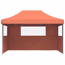 vidaXL Foldable Party Tent Pop-Up with 4 Sidewalls Patio Gazebo Canopy Shelter - terracotta, with 3 sidewalls - Additional view 2