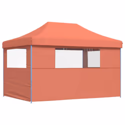 vidaXL Foldable Party Tent Pop-Up with 4 Sidewalls Patio Gazebo Canopy Shelter - terracotta, with 3 sidewalls - Additional view 4