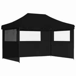 vidaXL Foldable Party Tent Pop-Up with 4 Sidewalls Patio Gazebo Canopy Shelter - black, with 3 sidewalls
