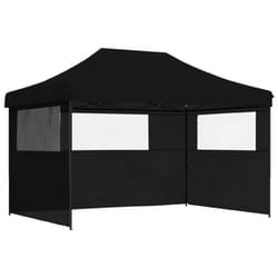 vidaXL Foldable Party Tent Pop-Up with 4 Sidewalls Patio Gazebo Canopy Shelter - black, with 3 sidewalls