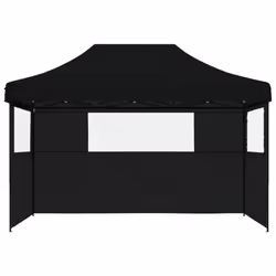 vidaXL Foldable Party Tent Pop-Up with 4 Sidewalls Patio Gazebo Canopy Shelter - black, with 3 sidewalls