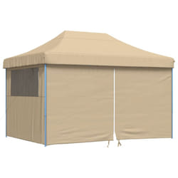 vidaXL Foldable Party Tent Pop-Up with 4 Sidewalls Patio Gazebo Canopy Shelter - beige, with 4 sidewalls