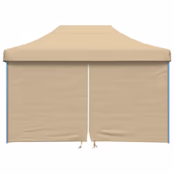 vidaXL Foldable Party Tent Pop-Up with 4 Sidewalls Patio Gazebo Canopy Shelter - beige, with 4 sidewalls