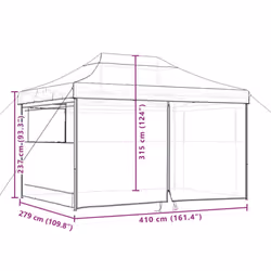 vidaXL Foldable Party Tent Pop-Up with 4 Sidewalls Patio Gazebo Canopy Shelter - beige, with 4 sidewalls