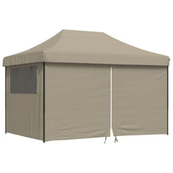 vidaXL Foldable Party Tent Pop-Up with 4 Sidewalls Patio Gazebo Canopy Shelter - taupe, with 4 sidewalls