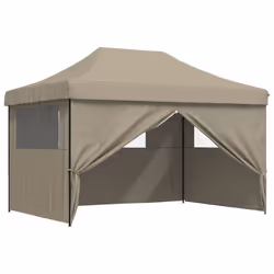 vidaXL Foldable Party Tent Pop-Up with 4 Sidewalls Patio Gazebo Canopy Shelter - taupe, with 4 sidewalls - Additional view 6