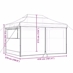 vidaXL Foldable Party Tent Pop-Up with 4 Sidewalls Patio Gazebo Canopy Shelter - taupe, with 4 sidewalls - Additional view 9