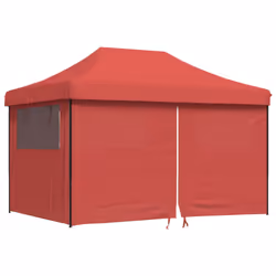 vidaXL Foldable Party Tent Pop-Up with 4 Sidewalls Patio Gazebo Canopy Shelter - burgundy, with 4 sidewalls