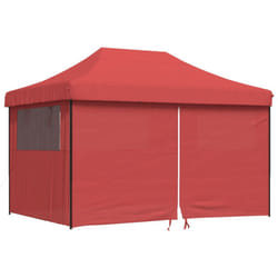 vidaXL Foldable Party Tent Pop-Up with 4 Sidewalls Patio Gazebo Canopy Shelter - burgundy, with 4 sidewalls