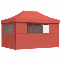 vidaXL Foldable Party Tent Pop-Up with 4 Sidewalls Patio Gazebo Canopy Shelter - burgundy, with 4 sidewalls - Additional view 4
