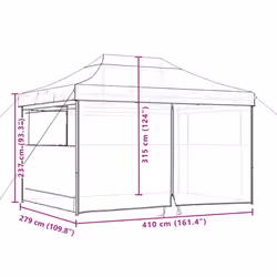 vidaXL Foldable Party Tent Pop-Up with 4 Sidewalls Patio Gazebo Canopy Shelter - burgundy, with 4 sidewalls - Additional view 9