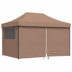 vidaXL Foldable Party Tent Pop-Up with 4 Sidewalls Patio Gazebo Canopy Shelter - brown, with 4 sidewalls