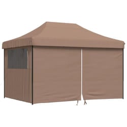 vidaXL Foldable Party Tent Pop-Up with 4 Sidewalls Patio Gazebo Canopy Shelter - brown, with 4 sidewalls