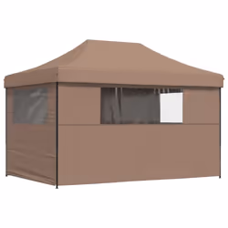 vidaXL Foldable Party Tent Pop-Up with 4 Sidewalls Patio Gazebo Canopy Shelter - brown, with 4 sidewalls - Additional view 4