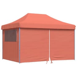vidaXL Foldable Party Tent Pop-Up with 4 Sidewalls Patio Gazebo Canopy Shelter - terracotta, with 4 sidewalls