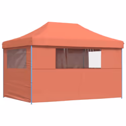 vidaXL Foldable Party Tent Pop-Up with 4 Sidewalls Patio Gazebo Canopy Shelter - terracotta, with 4 sidewalls - Additional view 4