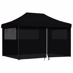 vidaXL Foldable Party Tent Pop-Up with 4 Sidewalls Patio Gazebo Canopy Shelter - black, with 4 sidewalls