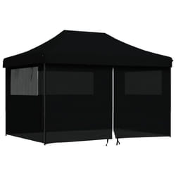 vidaXL Foldable Party Tent Pop-Up with 4 Sidewalls Patio Gazebo Canopy Shelter - black, with 4 sidewalls
