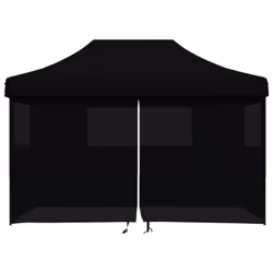 vidaXL Foldable Party Tent Pop-Up with 4 Sidewalls Patio Gazebo Canopy Shelter - black, with 4 sidewalls