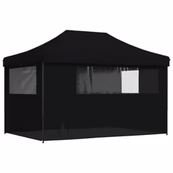 vidaXL Foldable Party Tent Pop-Up with 4 Sidewalls Patio Gazebo Canopy Shelter - black, with 4 sidewalls - Additional view 4