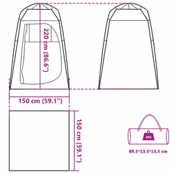 vidaXL Privacy Tent Toilet Tent Changing Shower Tent Quick Release Waterproof - blue